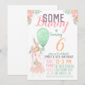 Een Bunny Birthday-uitnodiging Kaart (Voorkant / Achterkant)