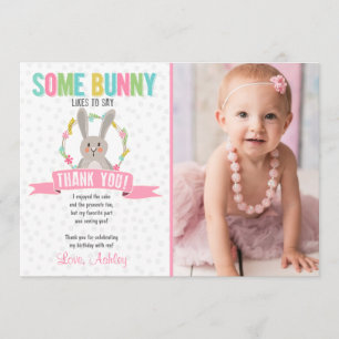 Een Bunny Dank je wel voor Birthday Party Girl Bedankkaart