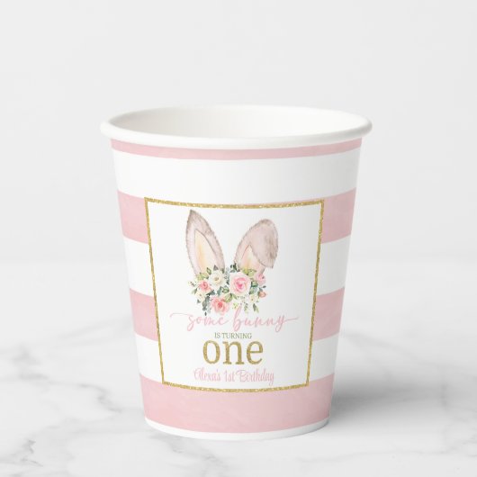 Een Bunny draait één (Bunny Ears)-DOUANE Papieren Bekers (Voorkant)