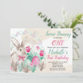 Een Bunny Easter Waterverf Birthday Kaart (Staand voorkant)