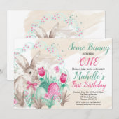 Een Bunny Easter Waterverf Birthday Kaart (Voorkant / Achterkant)