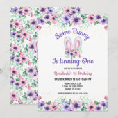 Een Bunny Editable Birthday-uitnodiging Kaart (Voorkant / Achterkant)