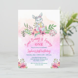 Een Bunny Floral Birthday Party Kaart