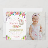 Een Bunny Flowers Birthday Foto bedankt (Voorkant)