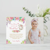 Een Bunny Flowers Birthday Foto bedankt (Staand voorkant)