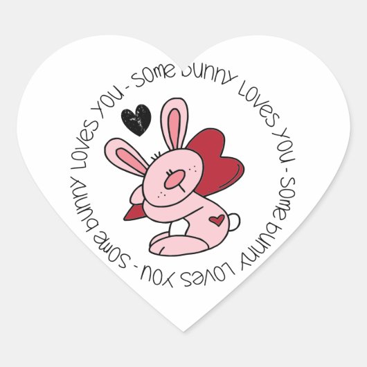 Een Bunny houdt van je Hart Sticker (Voorkant)