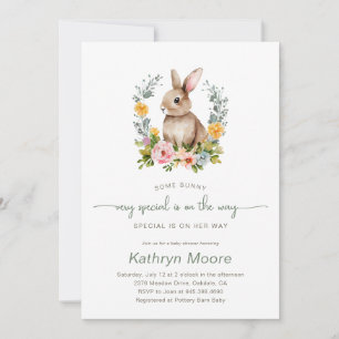 Een Bunny Special Floral baby shower Kaart