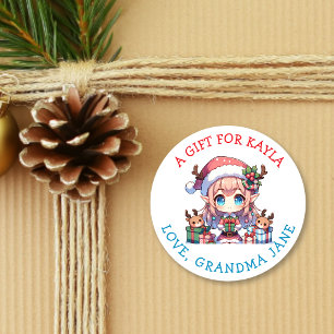 Een cadeau voor jou   Naar en van kerstcadeautje Ronde Sticker