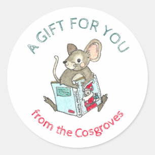 Een cadeau voor uw muis met een klassieke boekenca ronde sticker