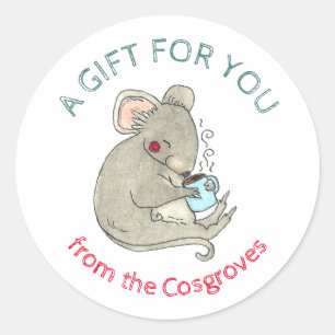 Een cadeau voor uw muis met warme chocolade ronde sticker