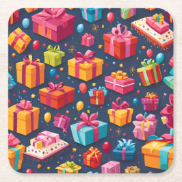 Een cadeaureel vierkante kartonnen onderzetter