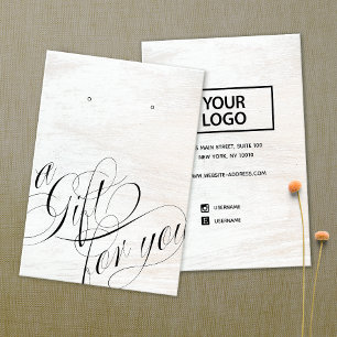 Een cadeautje voor je voegt Logo White Wood Earnin Visitekaartje