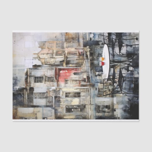 Een café in de stad tissuepapier (Voorkant)