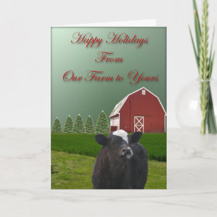 Een Calf's Happy Holiday Kerstkaart Feestdagen Kaart