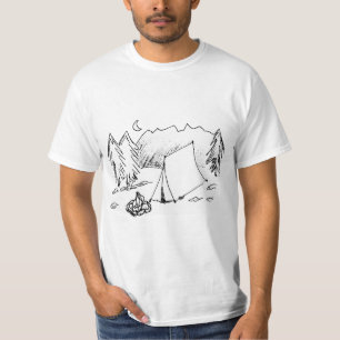 Een Camping Scene Sketch T-shirt