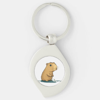 een capybara in het watersgat sleutelhanger