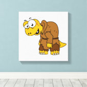 Een Cartoon dinosaurus bochel. Canvas Afdruk (Insitu (Houten vloer))