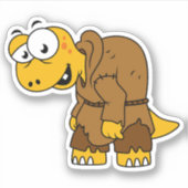 Een Cartoon dinosaurus bochel. Sticker (Voorkant)