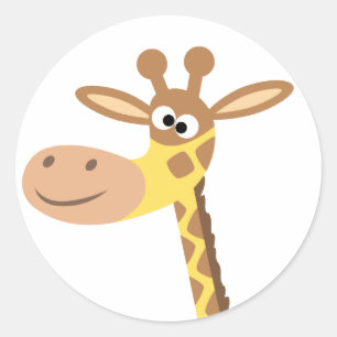 Een cartoon giraffe-ronde sticker