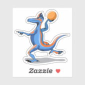 Een Cartoon Iguanodon die basketbal speelt. Sticker (Vel)