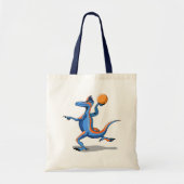 Een Cartoon Iguanodon die basketbal speelt. Tote Bag (Voorkant)