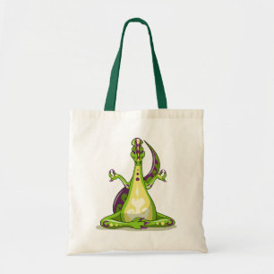 Een Cartoon Iguanodon dinosaurus die yoga doet. Tote Bag