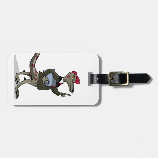 Een Cartoon Iguanodon klerk. Bagagelabel (Voorkant horizontaal)