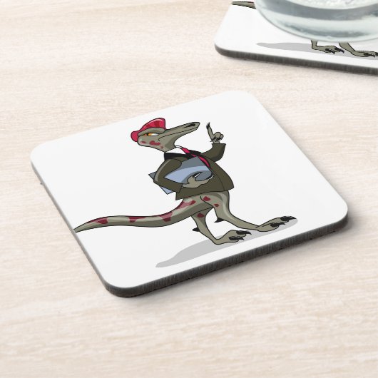 Een Cartoon Iguanodon klerk. Bier Onderzetter (Linkerzijde)