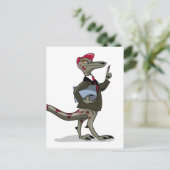 Een Cartoon Iguanodon klerk. Briefkaart (Staand voorkant)