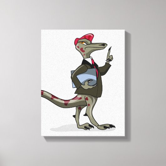 Een Cartoon Iguanodon klerk. Canvas Afdruk (Voorkant)