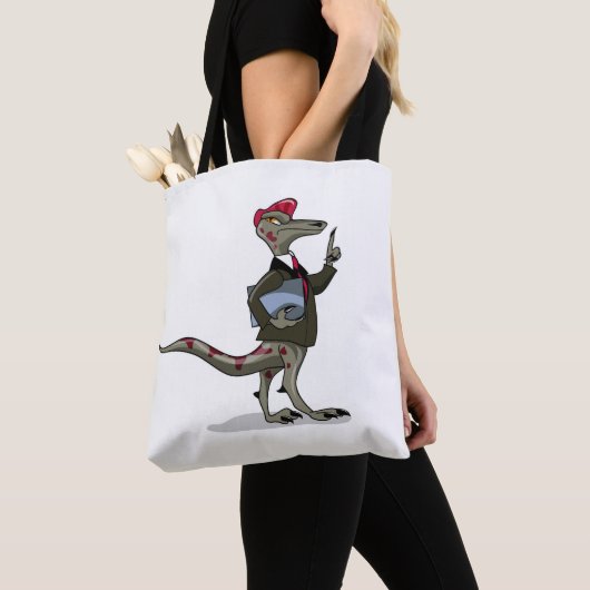 Een Cartoon Iguanodon klerk. Draagtas (Dichtbij)