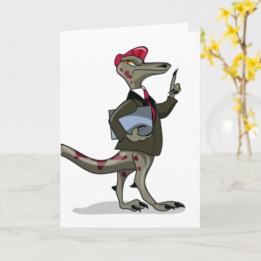 Een Cartoon Iguanodon klerk. Kaart (Gele Bloem)