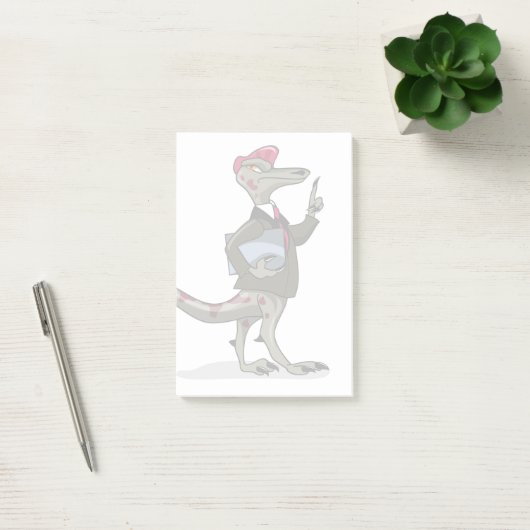 Een Cartoon Iguanodon klerk. Post-it® Notes (Kantoor)