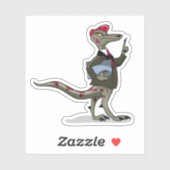 Een Cartoon Iguanodon klerk. Sticker (Vel)