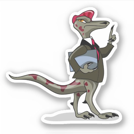 Een Cartoon Iguanodon klerk. Sticker (Voorkant)