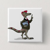 Een Cartoon Iguanodon klerk. Vierkante Button 5,1 Cm (Voorkant)