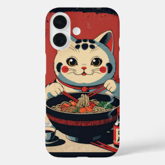 Een cartoon Maneki-Neko Cat iPhone 16 Hoesje