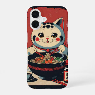 Een cartoon Maneki-Neko Cat iPhone 16 Hoesje