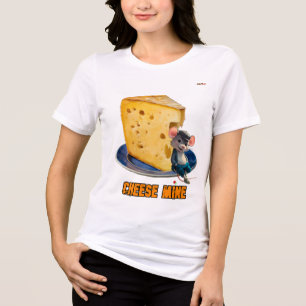 Een Cartoon Muis leunt tegen een Kaas op een Tri-Blend Shirt