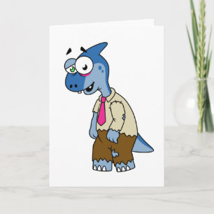 Een Cartoon parasaurolophus verkleed als een zombi Kaart