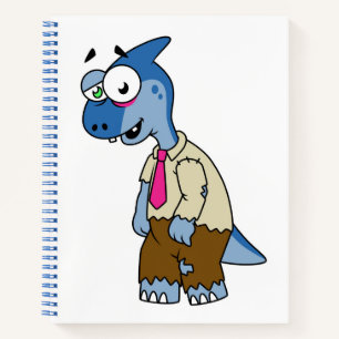 Een Cartoon parasaurolophus verkleed als een zombi Notitieboek