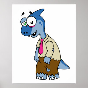 Een Cartoon parasaurolophus verkleed als een zombi Poster