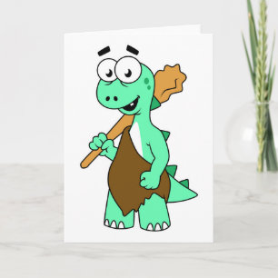 Een Cartoon Tyrannosaurus Rex Caveman. Kaart
