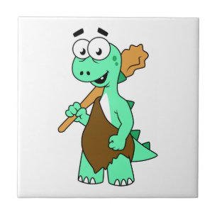 Een Cartoon Tyrannosaurus Rex Caveman. Tegeltje