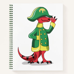 Een Cartoon Tyrannosaurus Rex verkleed als Napoleo Notitieboek