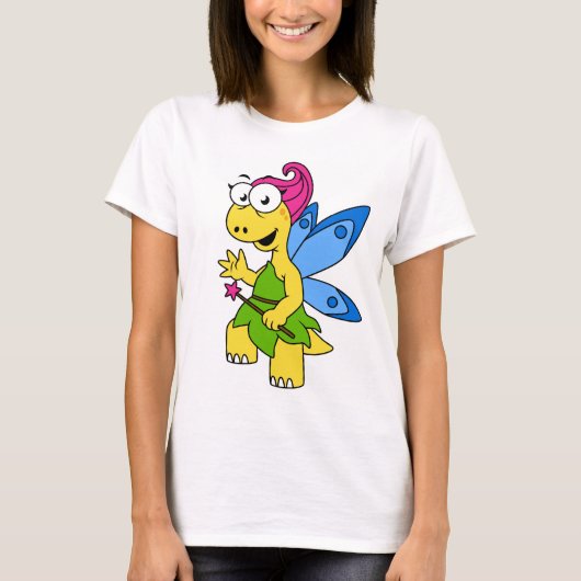 Een Cartoon van een Fairysaur dinosaurus. T-shirt (Voorkant)