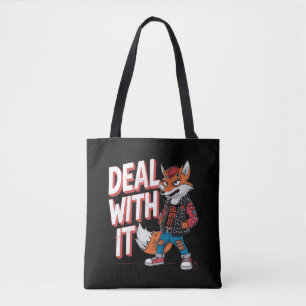 Een cartoon vos in een Harajuku punk stijl Draagtas
