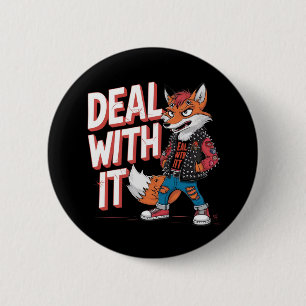 Een cartoon vos in een Harajuku punk stijl Ronde Button 5,7 Cm