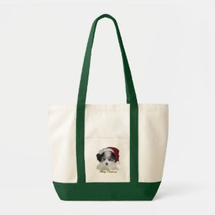 Een Cavachon Merry kerstcanvas tas