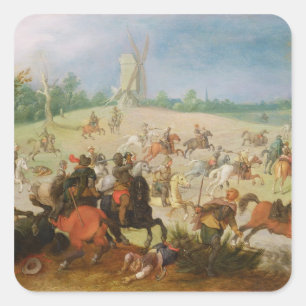 Een cavalerie gevecht vierkante sticker